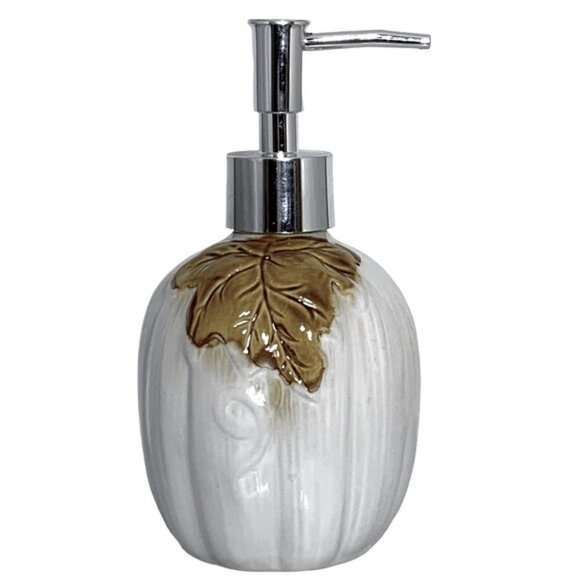 Harvest Pumpkin On The Vine Soap or Lotion Pump Dispenser Functional Art White - Picture 1 of 10